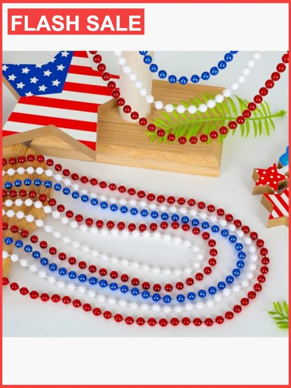 15pcs Patriotic Bead Necklaces for Parades & Parties